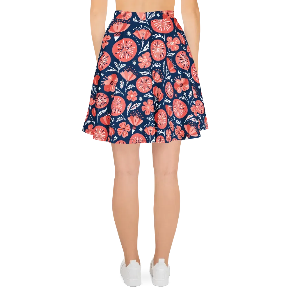 Midnight Bloom on Skater Skirt — Back
