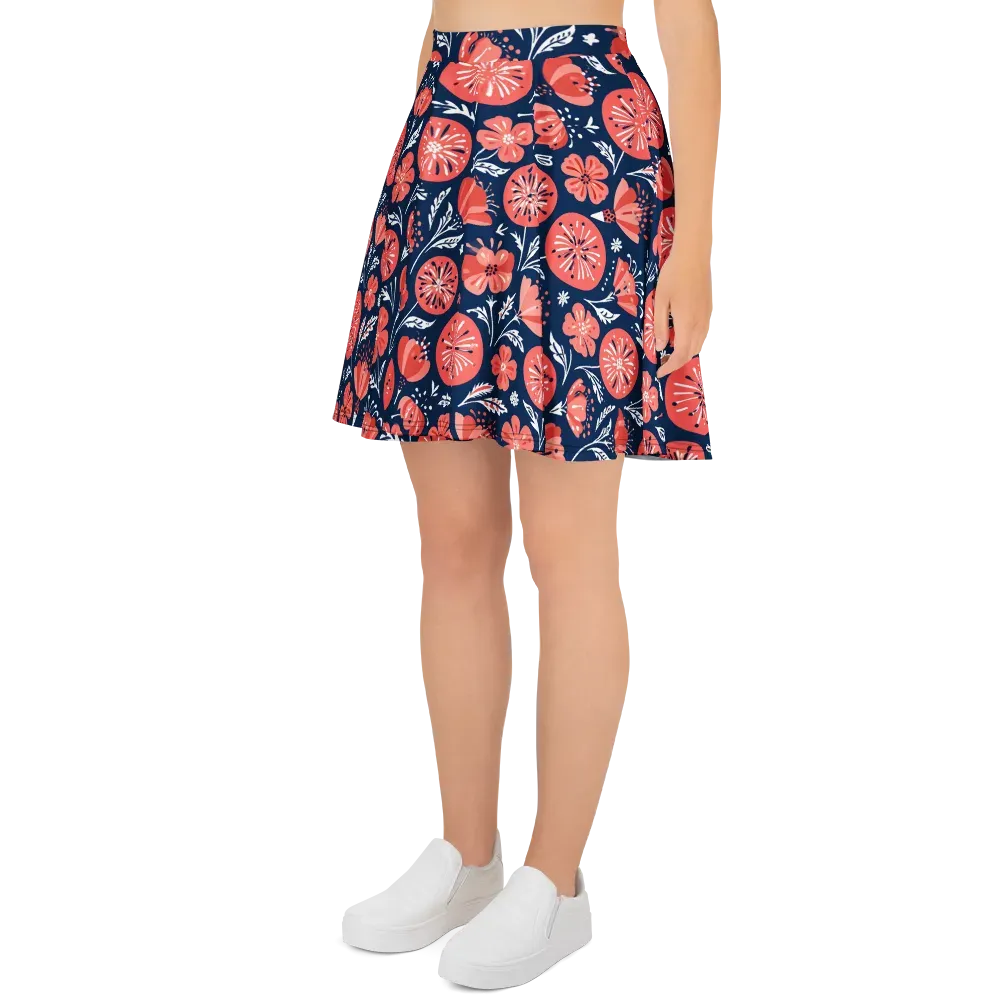 Midnight Bloom on Skater Skirt — Left