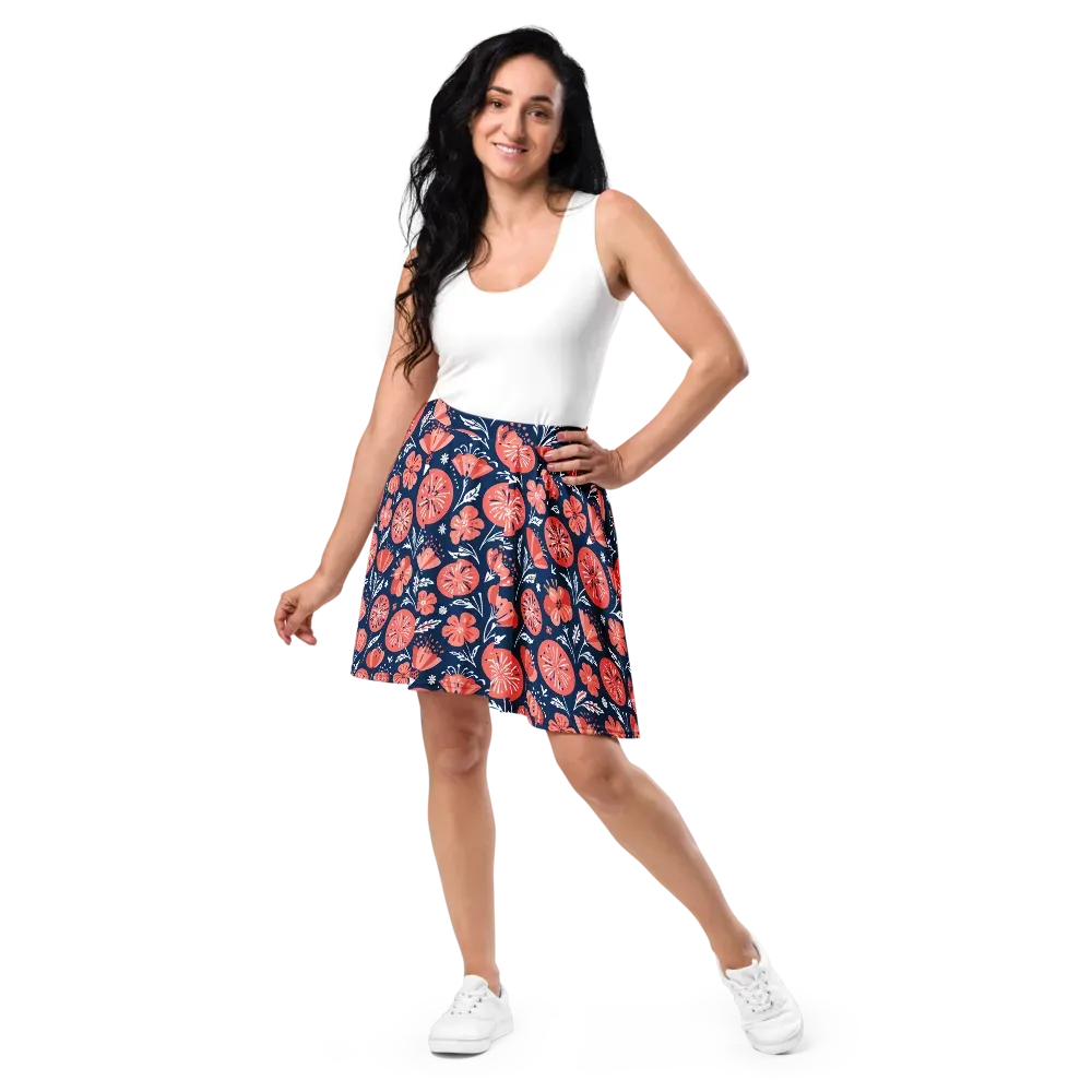 Midnight Bloom on Skater Skirt — Front