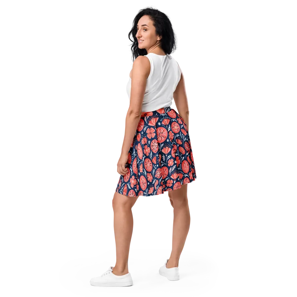 Midnight Bloom on Skater Skirt — Back