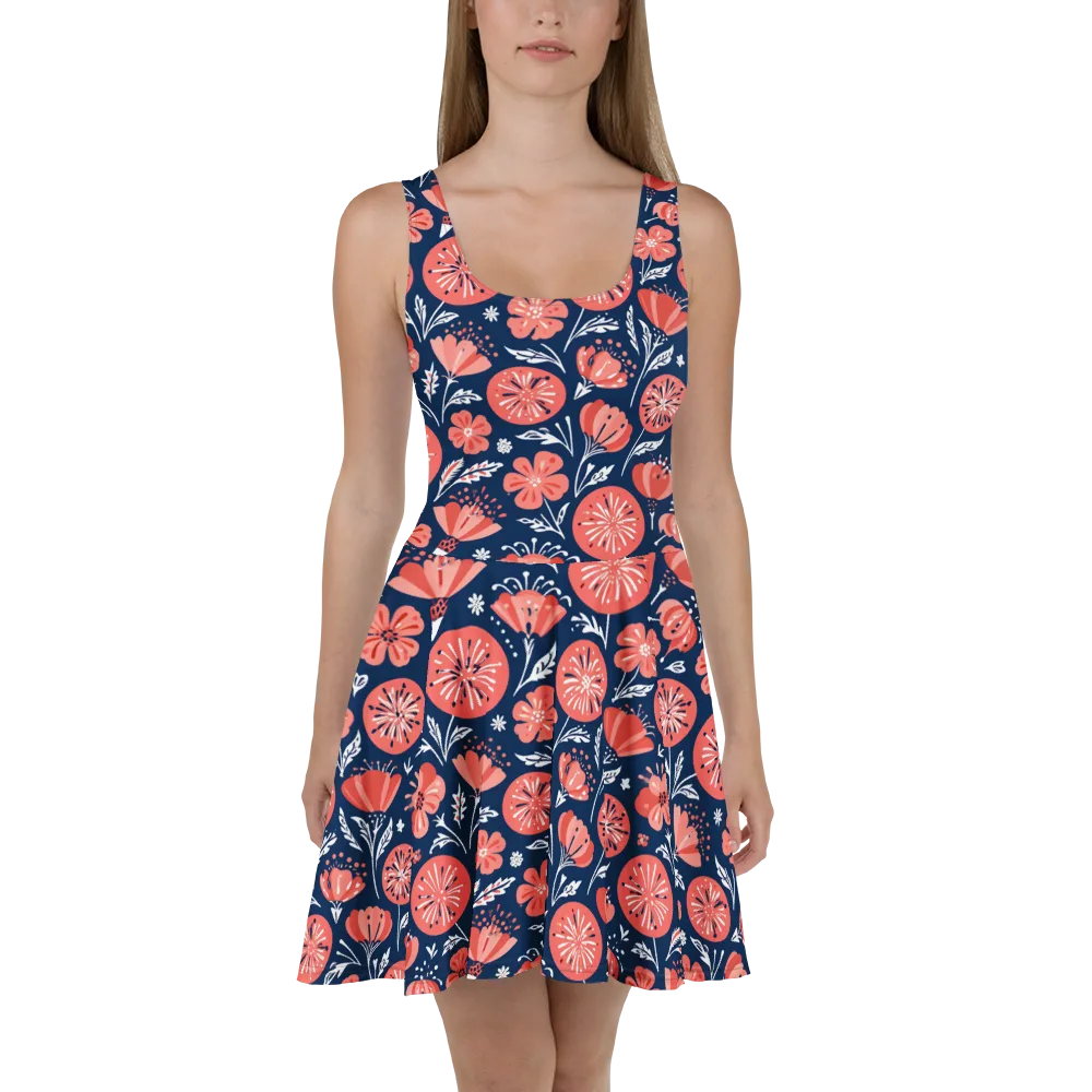 Midnight Bloom on Skater Dress — Front