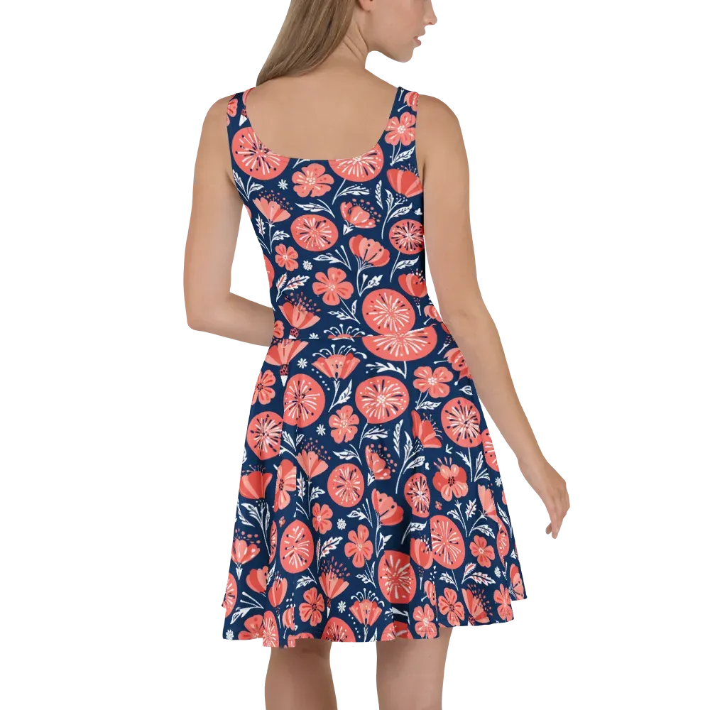 Midnight Bloom on Skater Dress — Back