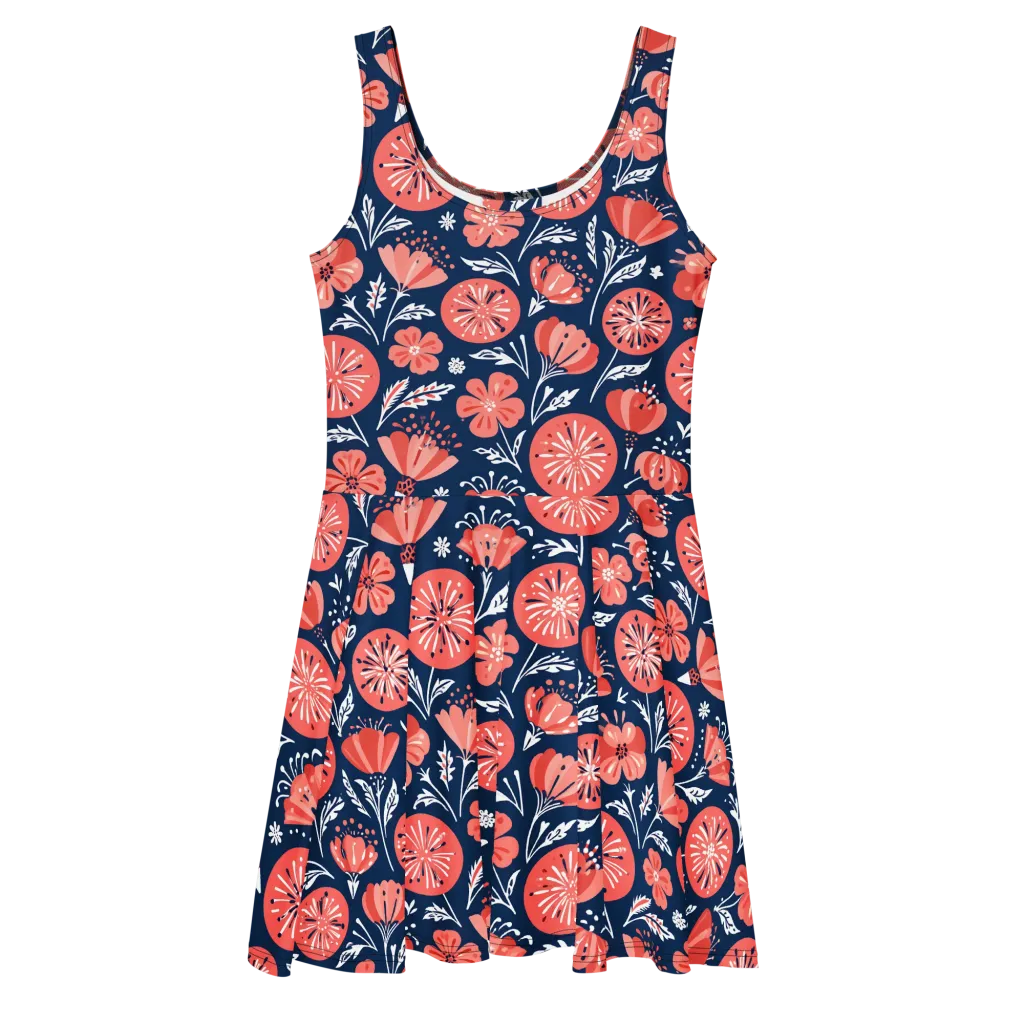 Midnight Bloom on Skater Dress — Front