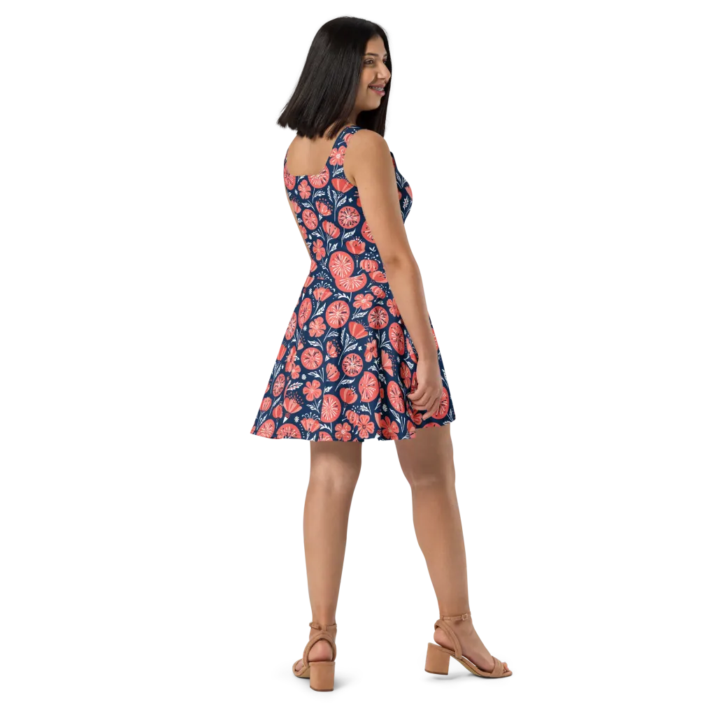 Midnight Bloom on Skater Dress — Right