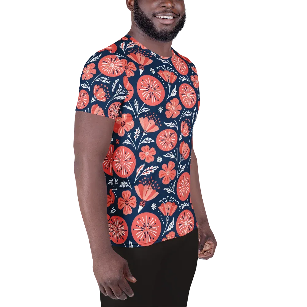 Midnight Bloom on Men's Athletic T-Shirt — Right