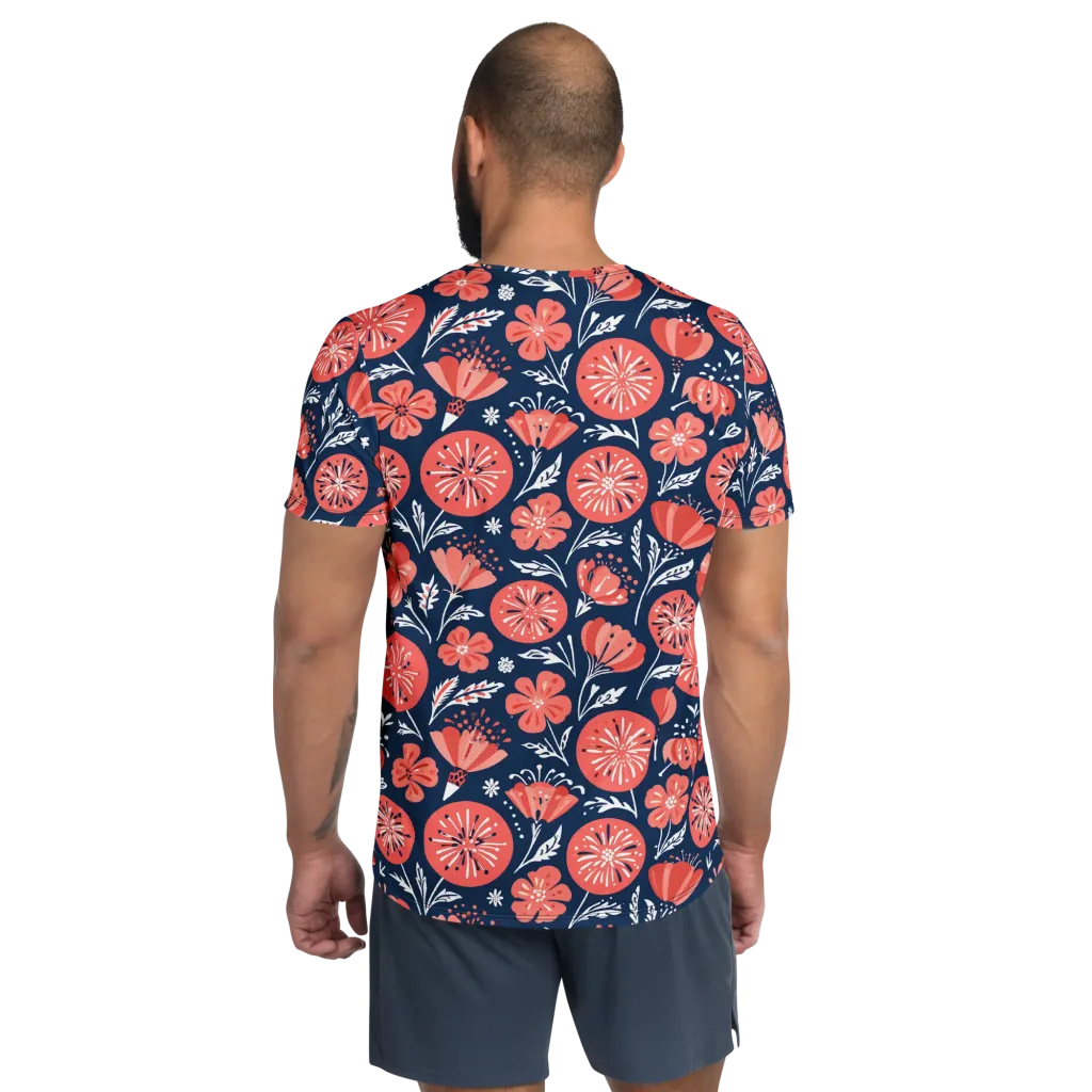Midnight Bloom on Men's Athletic T-Shirt — Back
