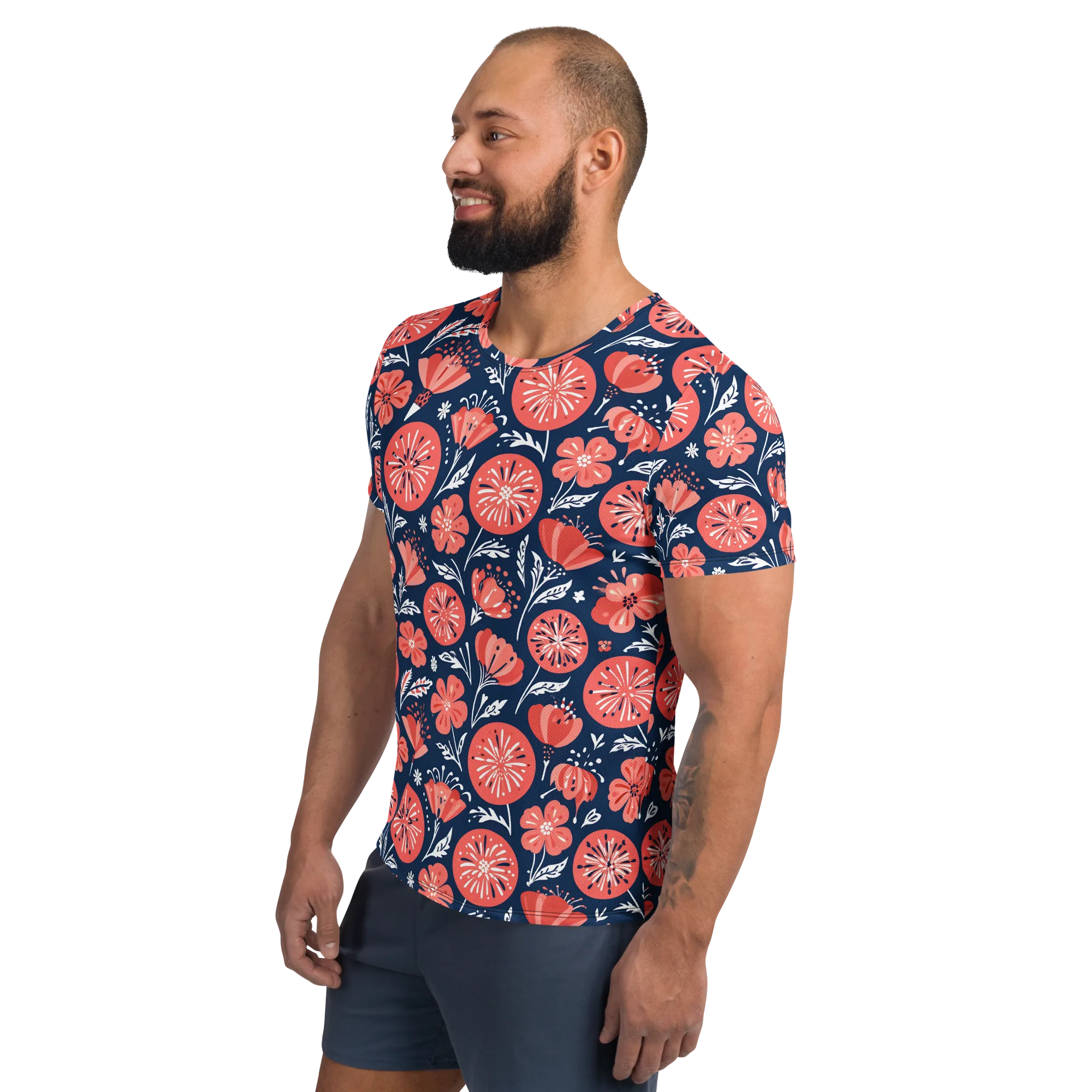 Midnight Bloom on Men's Athletic T-Shirt — Left