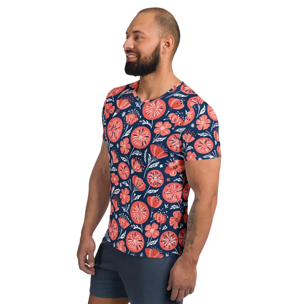 Midnight Bloom on Men's Athletic T-Shirt — Left