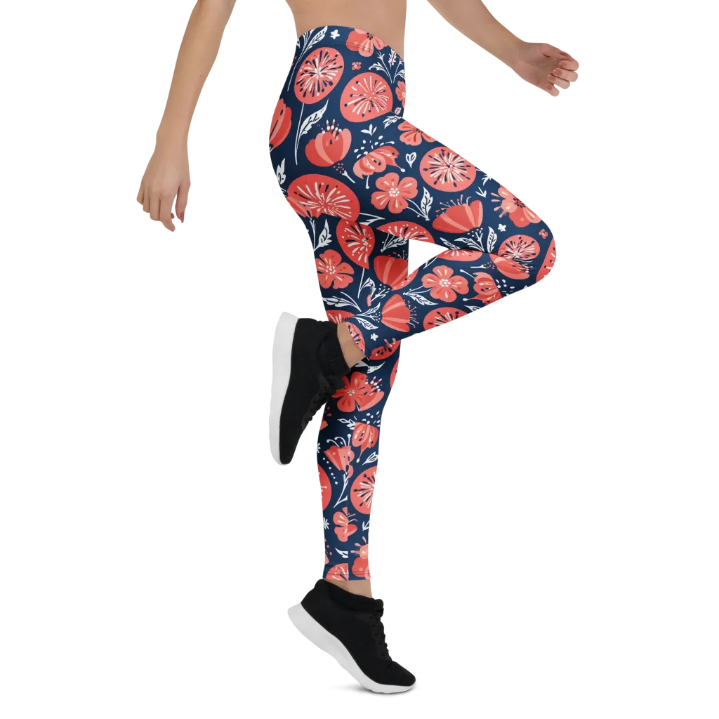 Midnight Bloom on Leggings — Right