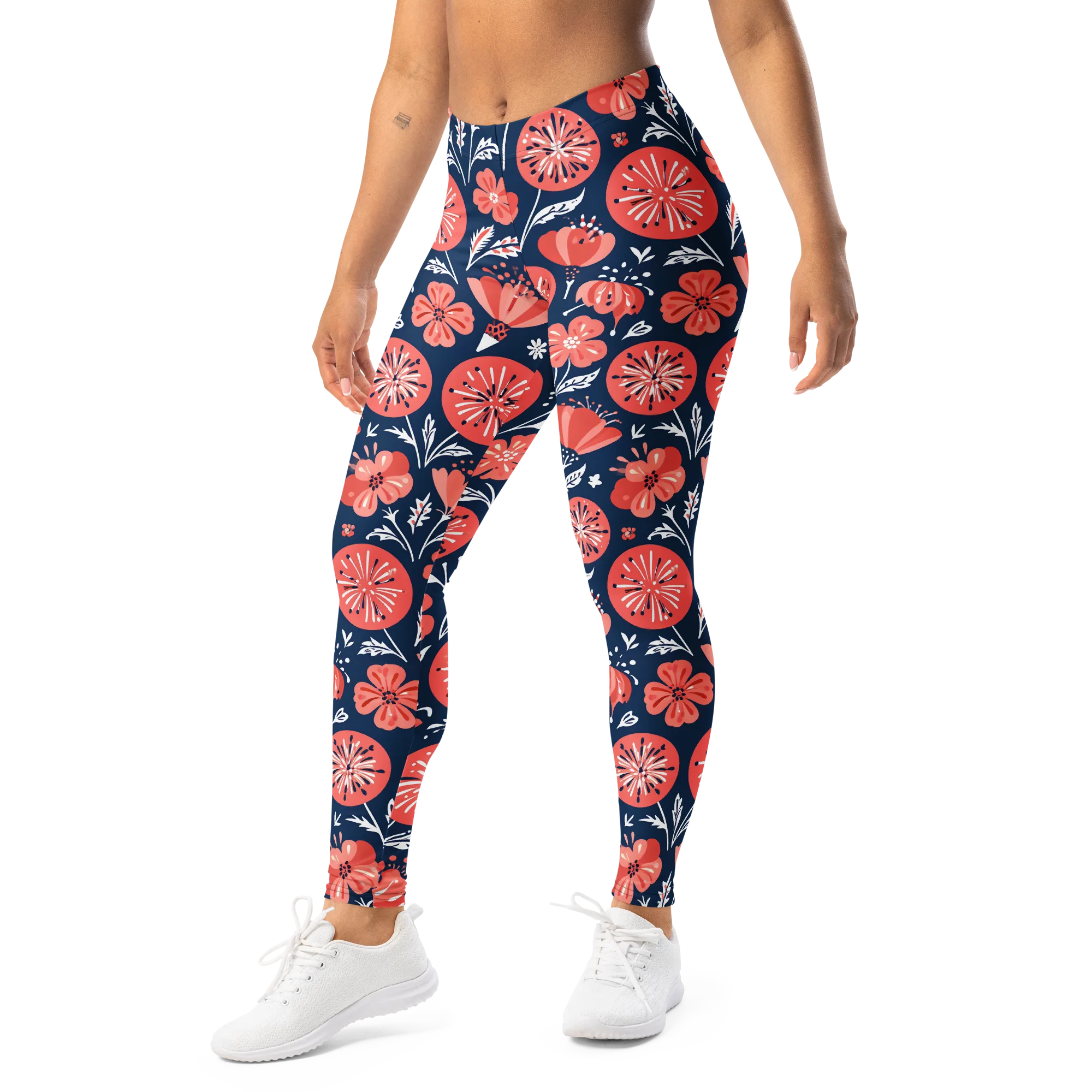 Midnight Bloom on Leggings — Left Front