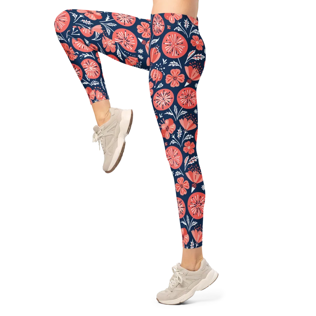 Midnight Bloom on Leggings — Left