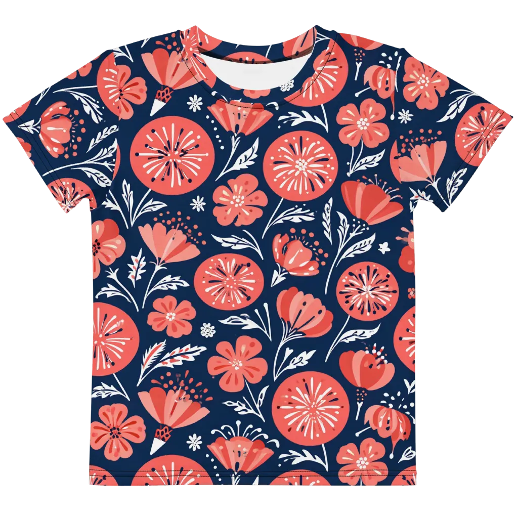 Midnight Bloom on Kids Crew Neck T-Shirt — Front