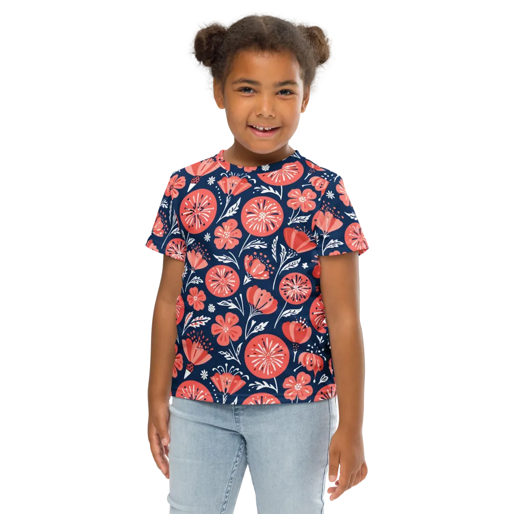 Midnight Bloom on Kids Crew Neck T-Shirt — Front