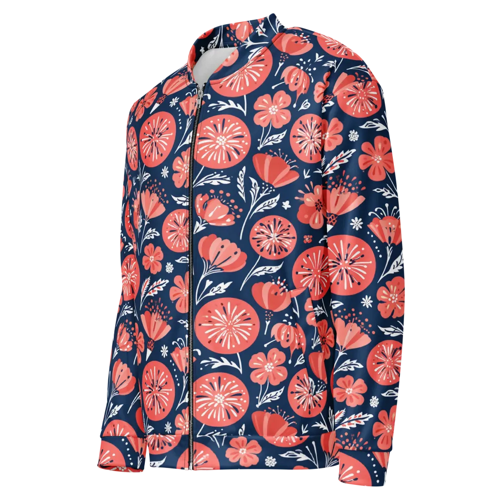 Midnight Bloom on Bomber Jacket — Left Front