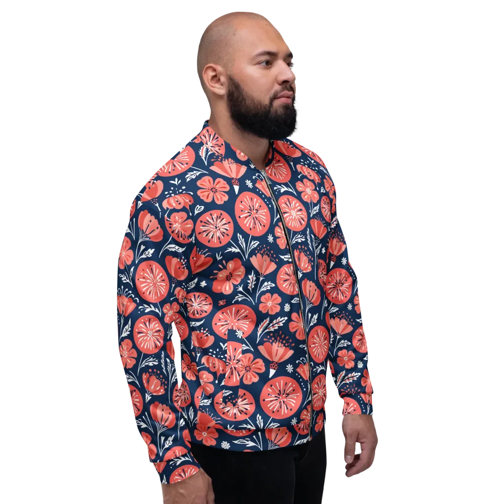 Midnight Bloom on Bomber Jacket — Right
