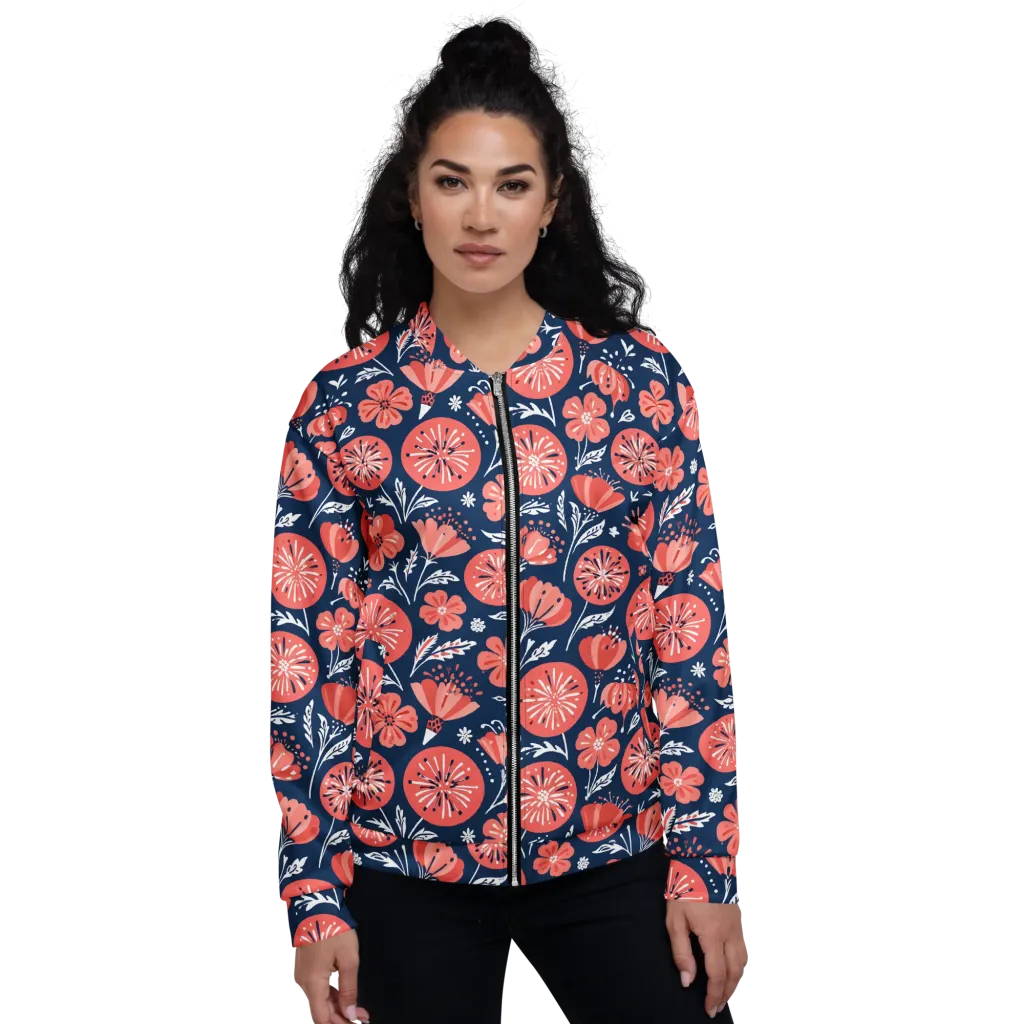 Midnight Bloom on Bomber Jacket — Front
