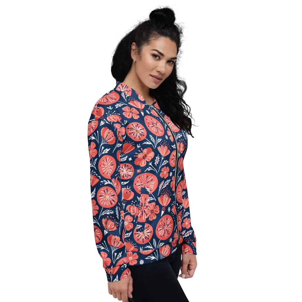 Midnight Bloom on Bomber Jacket — Right