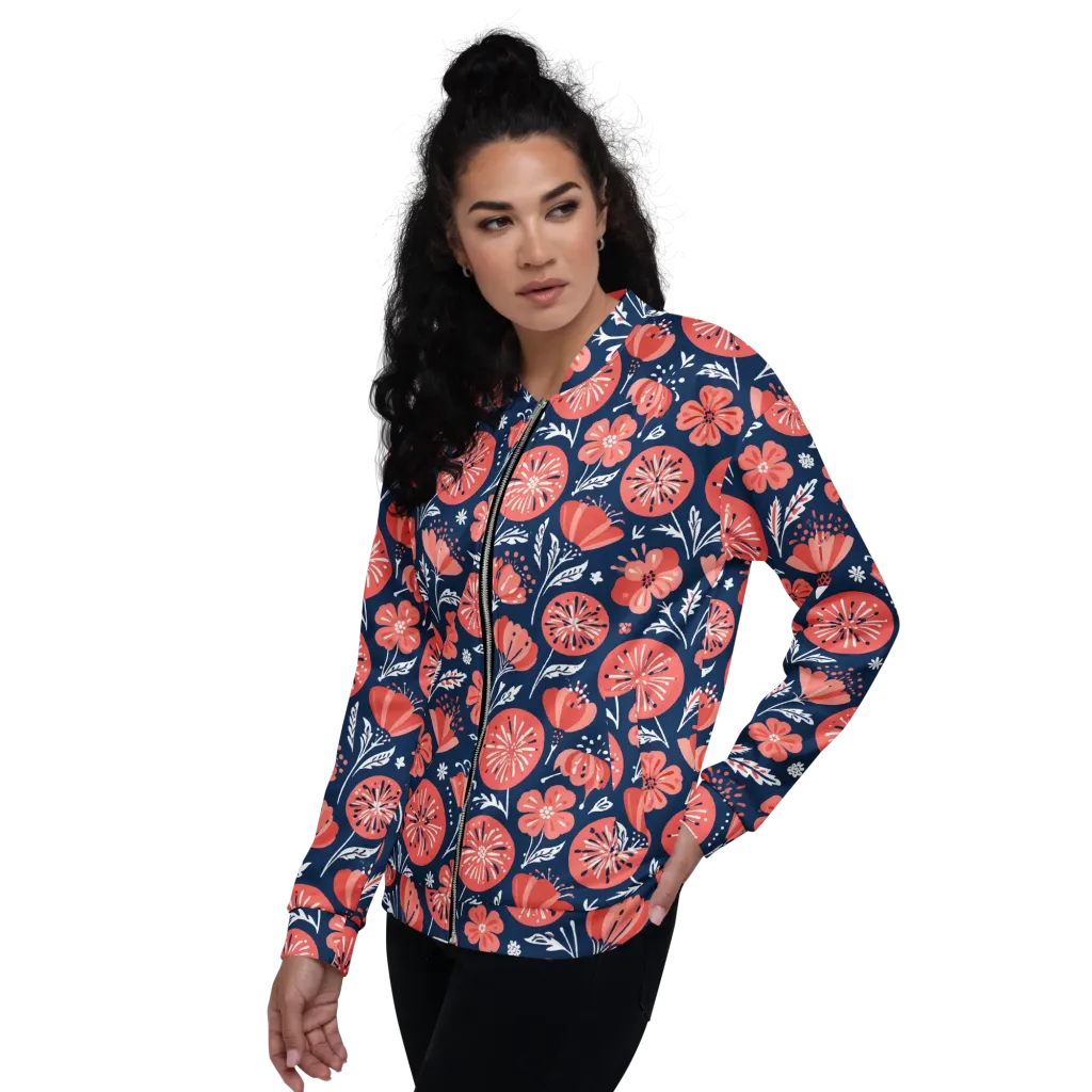 Midnight Bloom on Bomber Jacket — Left