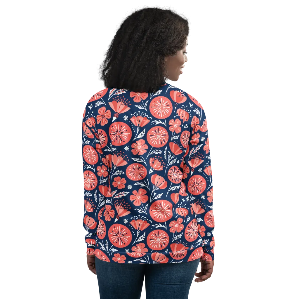 Midnight Bloom on Bomber Jacket — Back