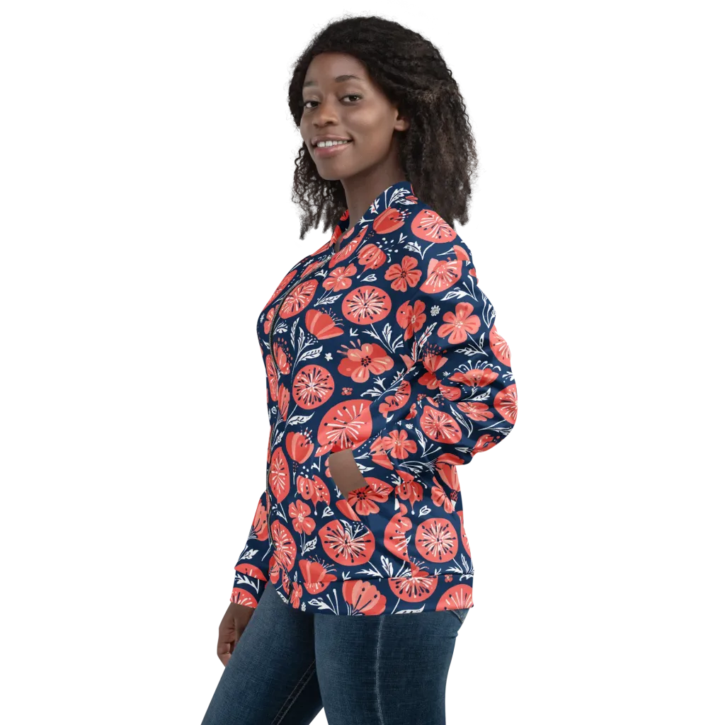 Midnight Bloom on Bomber Jacket — Left