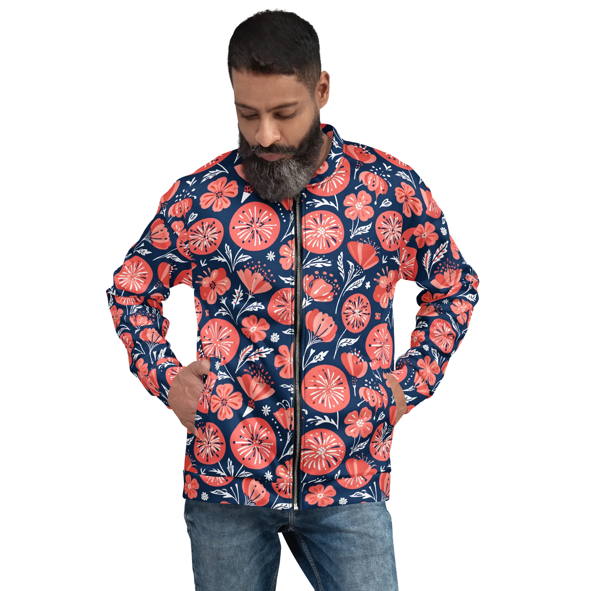Midnight Bloom on Bomber Jacket — Front