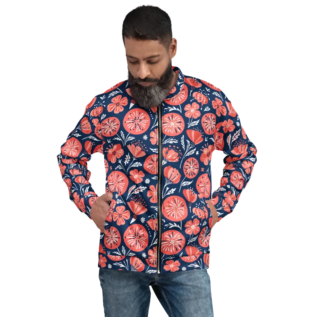 Midnight Bloom Bomber Jacket on model