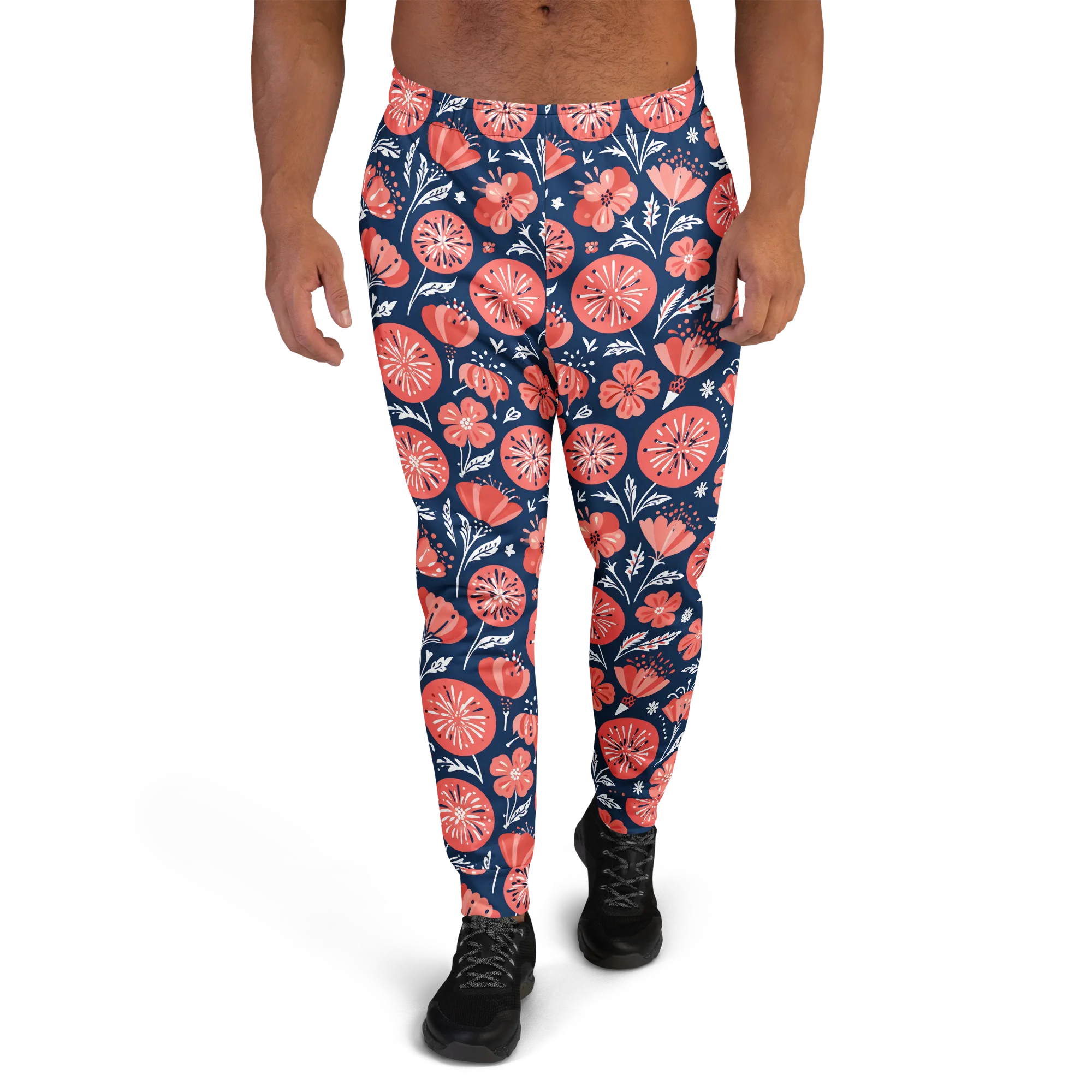 Midnight Bloom on Men's Joggers — Front