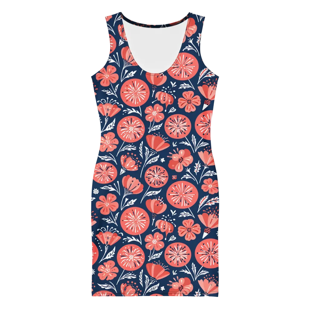 Midnight Bloom on Bodycon Dress — Front
