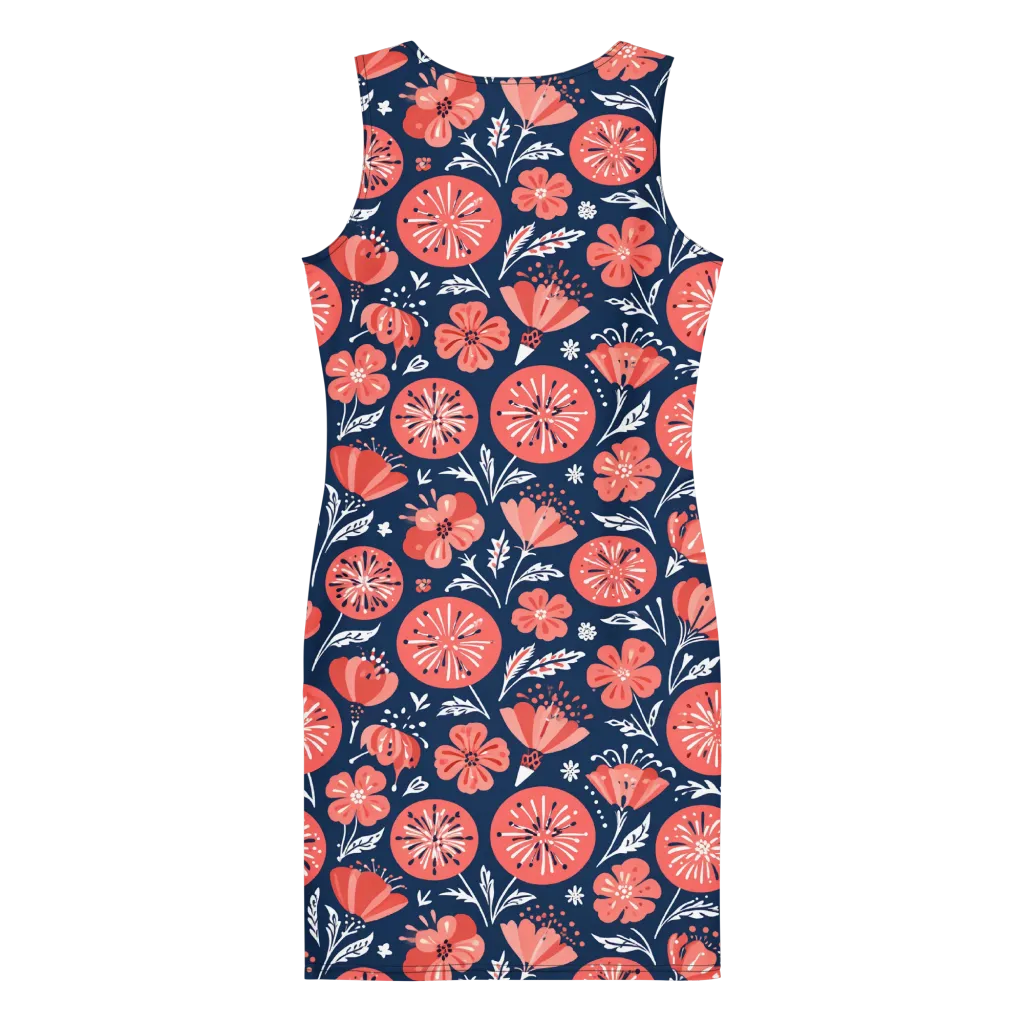 Midnight Bloom on Bodycon Dress — Back
