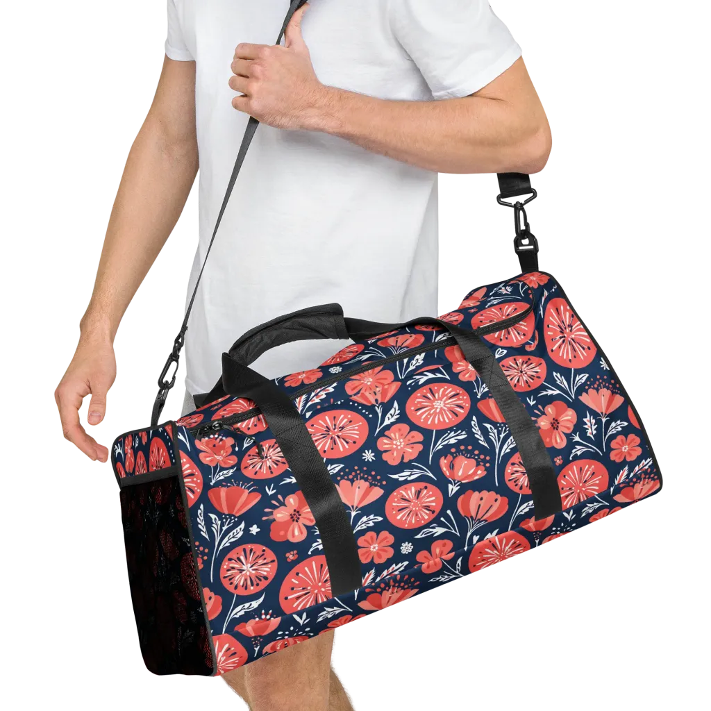 Midnight Bloom on Duffle Bag — Right Front
