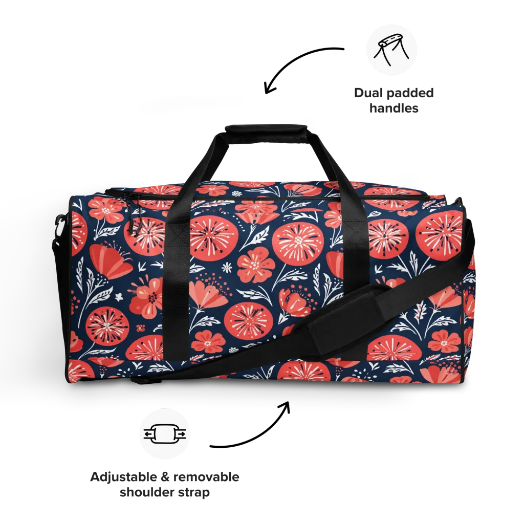 Midnight Bloom on Duffle Bag — Front