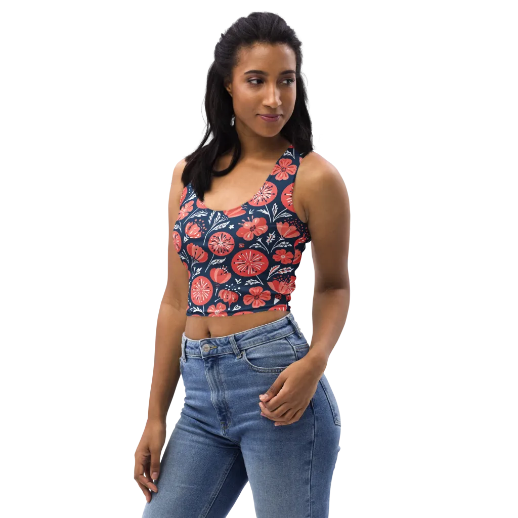 Midnight Bloom on Crop Top — Left Front
