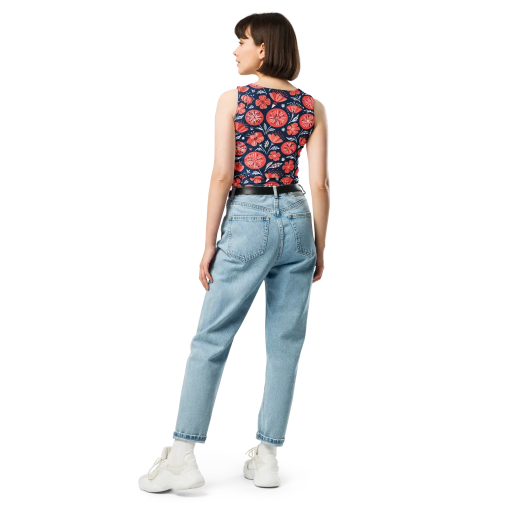 Midnight Bloom on Crop Top — Back