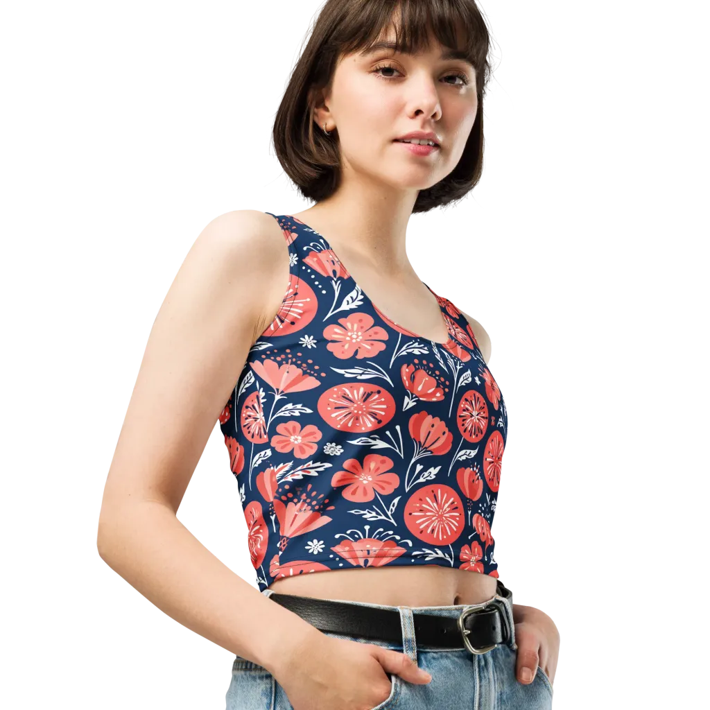 Midnight Bloom on Crop Top — Right Front
