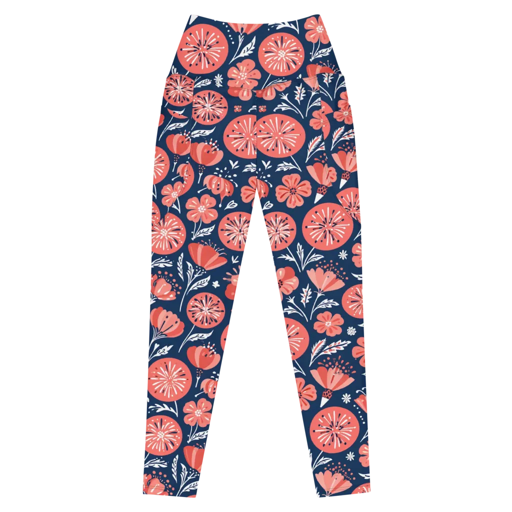 Midnight Bloom on Leggings with Pockets — Front