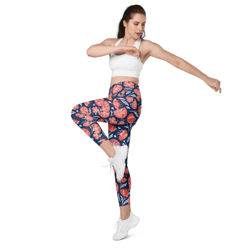 Midnight Bloom on a Leggings with Pockets
