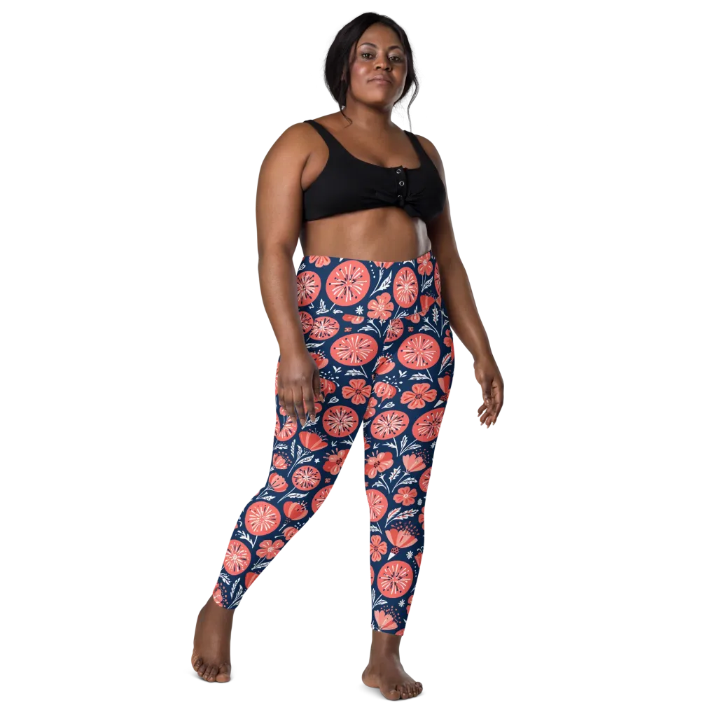 Midnight Bloom on Leggings with Pockets — Front