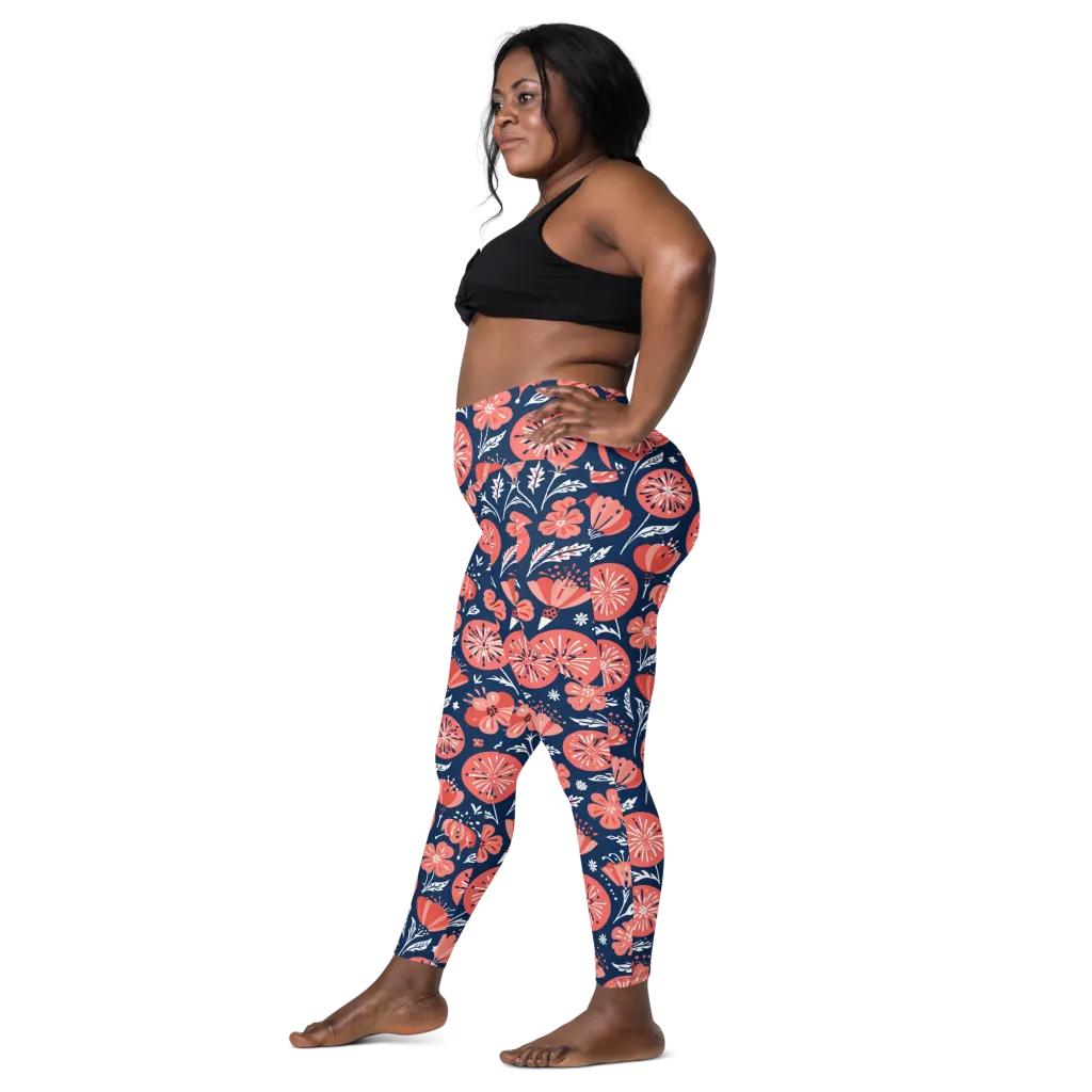 Midnight Bloom on Leggings with Pockets — Left
