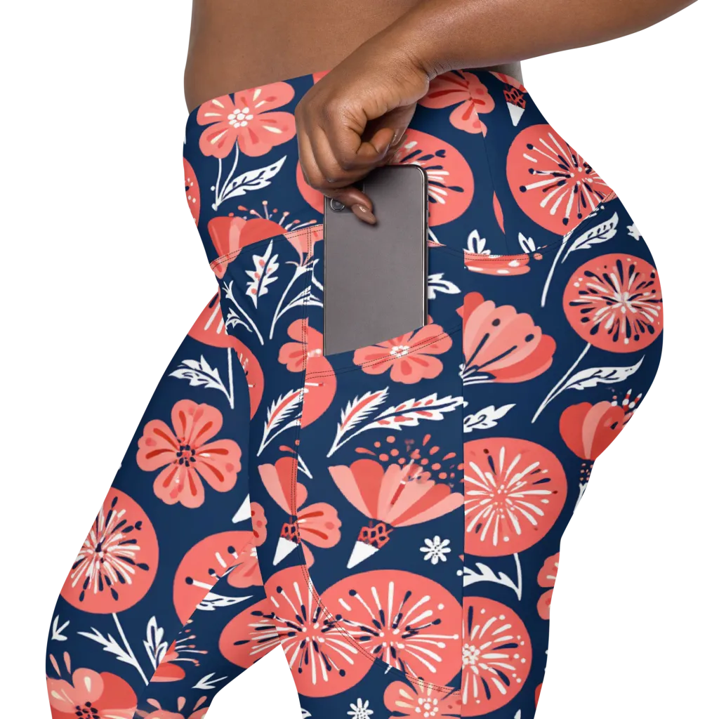 Midnight Bloom on Leggings with Pockets — Product details 2