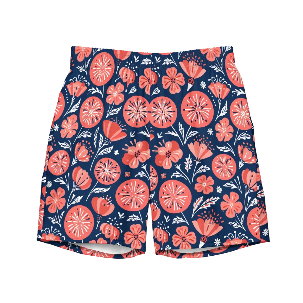 Midnight Bloom on Swim Trunks — Front