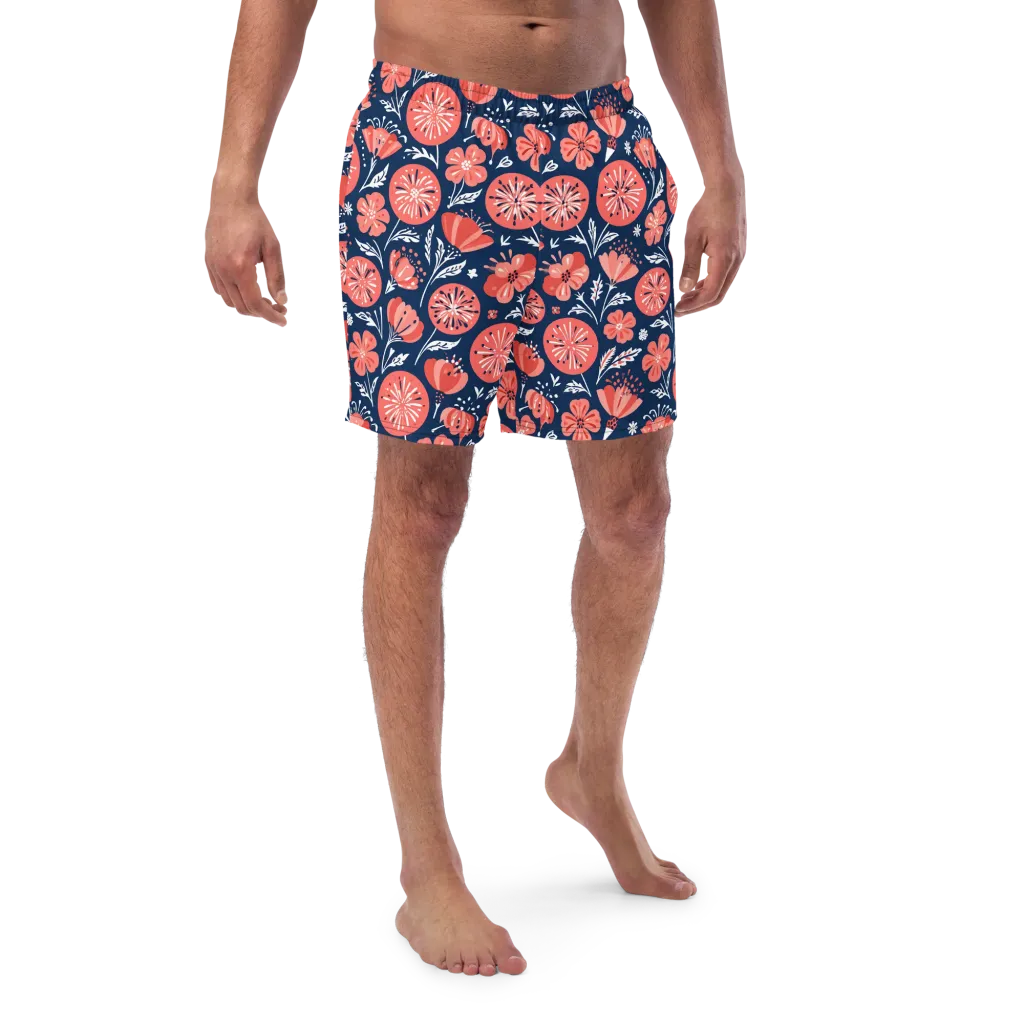 Midnight Bloom on Swim Trunks — Front