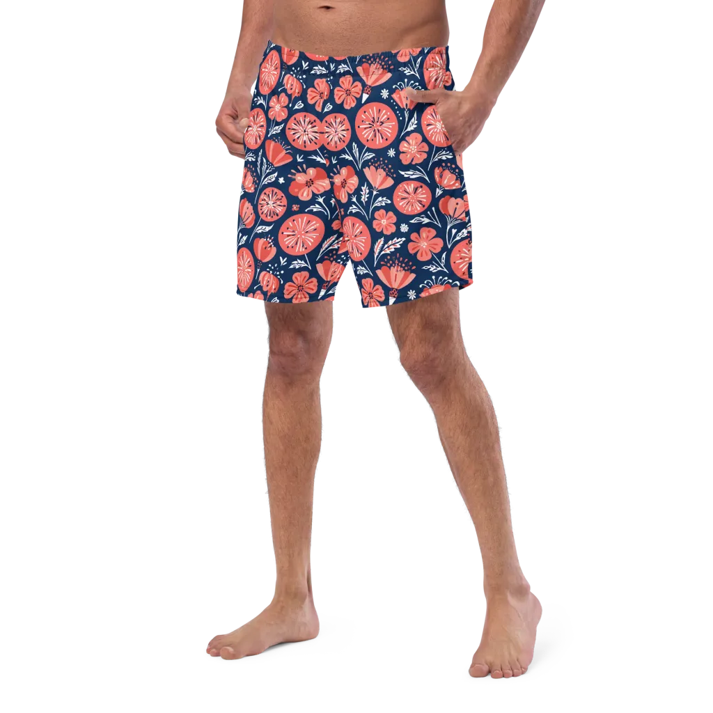 Midnight Bloom on Swim Trunks — Left Front