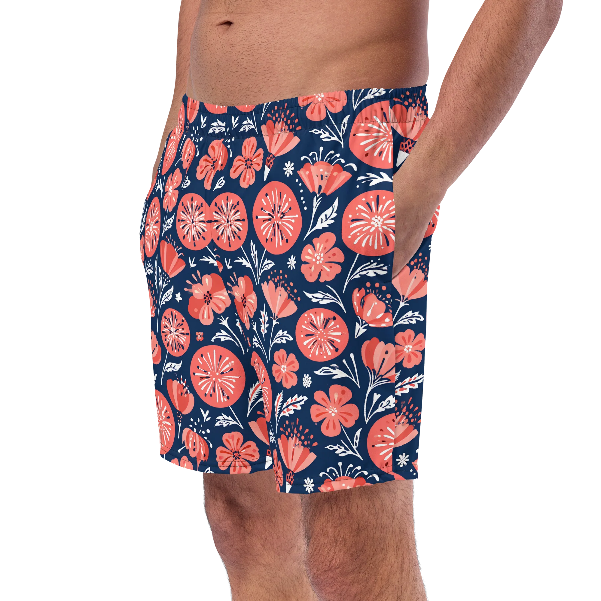 Midnight Bloom on Swim Trunks — Left Front
