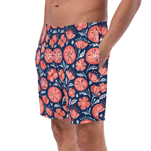 Midnight Bloom on a Swim Trunks