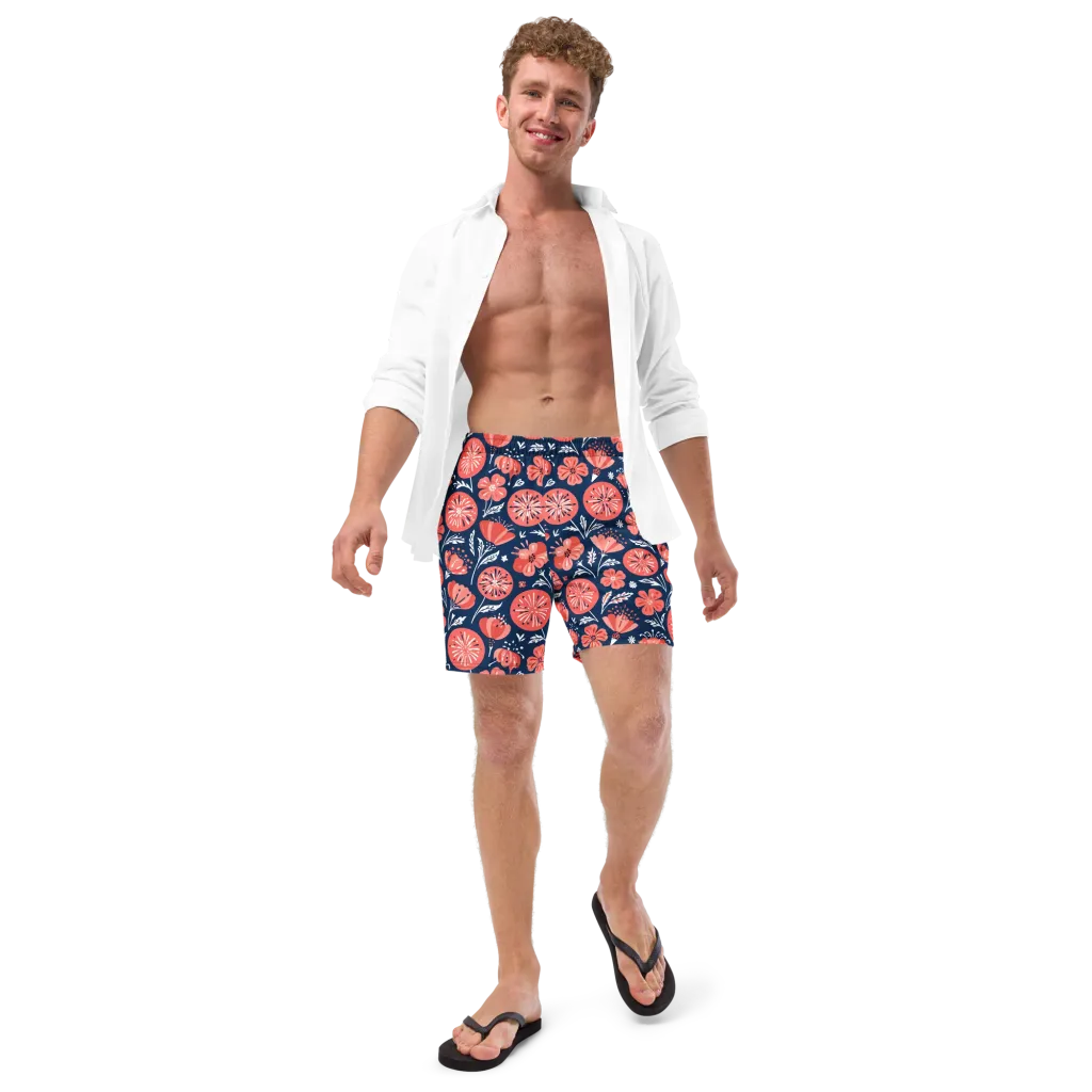 Midnight Bloom on Swim Trunks — Front