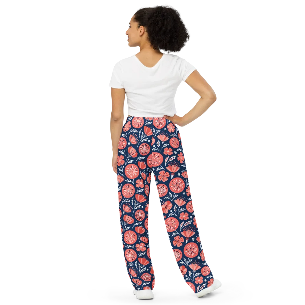 Midnight Bloom on Wide-Leg Pants — Back
