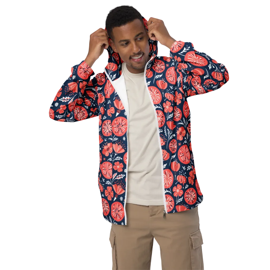 Midnight Bloom on Men's Windbreaker — Front