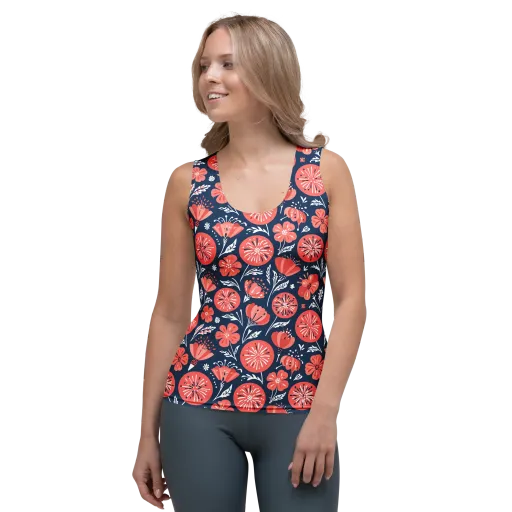 Midnight Bloom on a Women's Tank Top