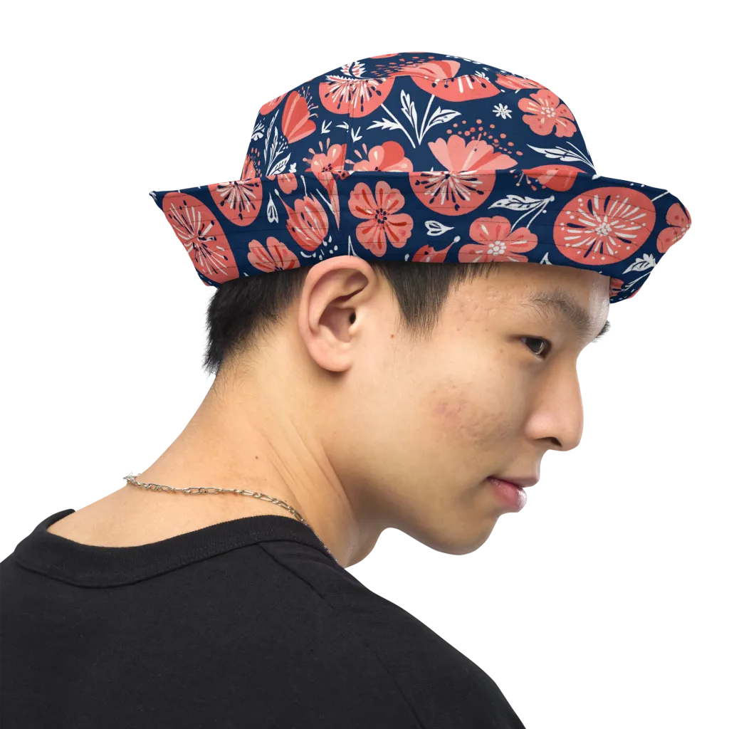 Midnight Bloom on Reversible Bucket Hat — Right Outside