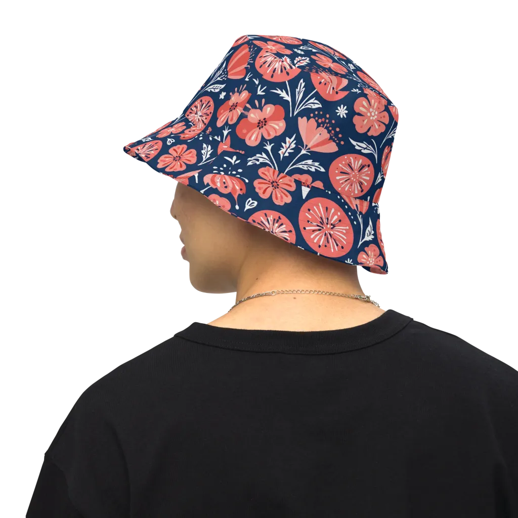 Midnight Bloom on Reversible Bucket Hat — Back Inside